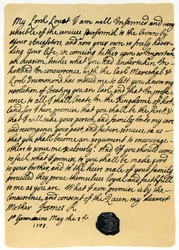 Brief von James Edward Stuart an Simon Fraser, Lord Lovat, St. Germains, 3. Mai 1703