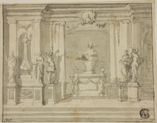 Inneres Portikus mit Statuen