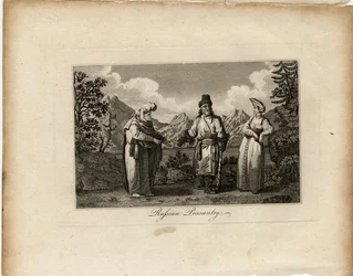 Russische Bauernkleider, um 1775
