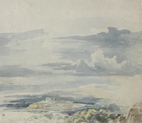 Landschaft mit einer Burg auf einem Hügel