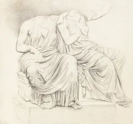 Studie von zwei kopflosen klassischen Statuen
