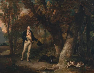 Der Reverend Thomas Levett und Lieblingshunde, beim Tontaubenschießen