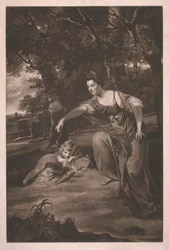 Herzogin von Manchester mit ihrem Sohn George, Viscount Mandeville, als 