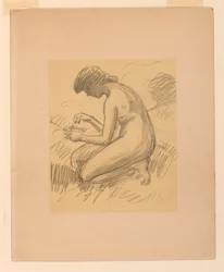Kauernder weiblicher Akt