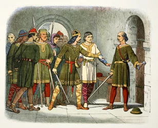 William de Breteuil verteidigt die Schatzkammer, Winchester, Hampshire, 1100, 1864