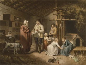 Verkauf von Kaninchen, graviert von William Ward (1766-1826) 1796