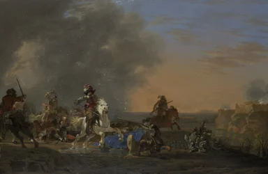 Kavallerieangriff bei Sonnenuntergang