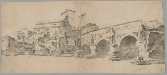 Ansicht der Ponte Rotto, Rom, mit Wassermühlen