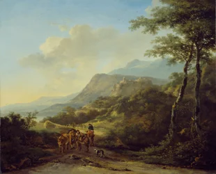 Italienische Landschaft mit Reisenden