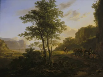 Italienische Landschaft mit Reisenden