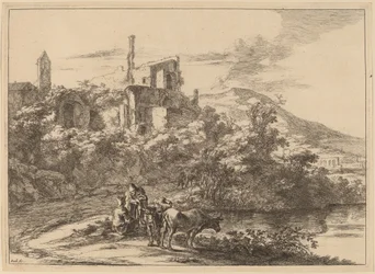 Zwei Kühe am Fluss bei Tivoli