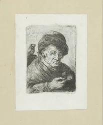 Alter Mann mit Brille und Eule (The Compleat Work of Etchings by John Chalon)
