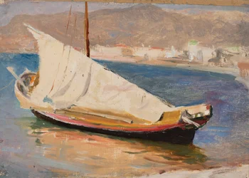 Boot mit Segel - Jalta. Aus der Reise auf die Krim