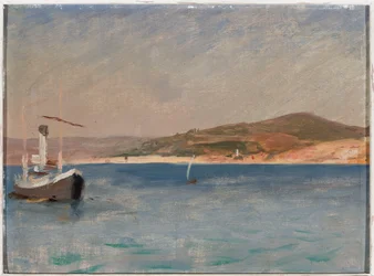 Meer mit einem Schiff am Ufer. Von der Reise nach Konstantinopel