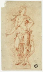 Statue der Juno mit Zepter und Pfau