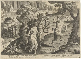 Frauen vertreiben einen Satyr