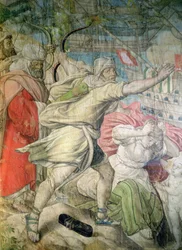 Kampagne von Karl V. gegen die Türken, Detail eines Bogenschützen aus der Eroberung von La Goletta, 1535