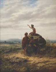 Weite indonesische Landschaft mit jungen Kuhhirten