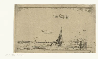 Flusslandschaft mit Segelschiff