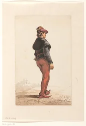 Stehender Landsknecht in burgundischer Tracht, von hinten