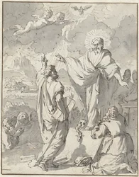 Moses empfängt von Gott die Gesetzestafeln