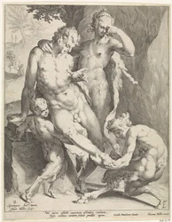 Oreaden entfernen einen Dorn aus dem Fuß eines Satyrs