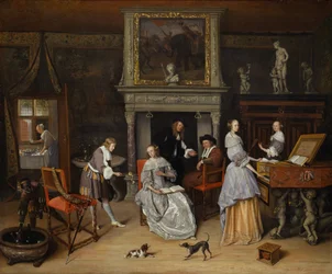 Phantasie-Interieur mit Jan Steen und der Familie von Gerrit Schouten, ca. 1659-60