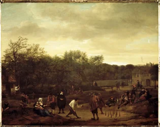 Bauern spielen Ball in Holland