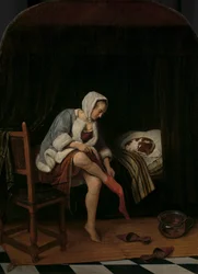 Frau bei ihrer Toilette