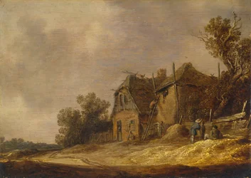 Landschaft mit einem Cottage und einer Scheune