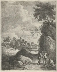Landschaft mit Reisenden und zwei Hirten
