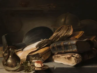 Stillleben mit Büchern (Vanitas-Stillleben)