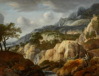 Berglandschaft mit einem Zeichner
