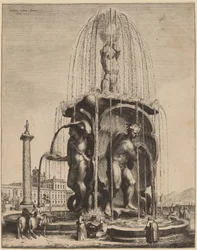 Der Brunnen und die Trajanssäule in Rom