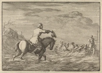 Ankunft von Wilhelm III. bei der Oranjepolder in einem Ruderboot, 1691