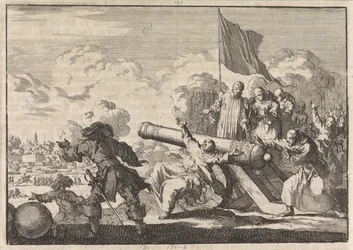 Belagerung von Groningen, bei der eine Kanone von sechs Mönchen gesegnet wird, 1672