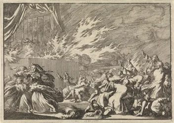 Brand eines Holzschuppens mit einer Theatervorstellung neben Schloss Amalienborg in Kopenhagen, 1689