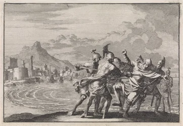Malichus am Strand von vier Kriegern getötet