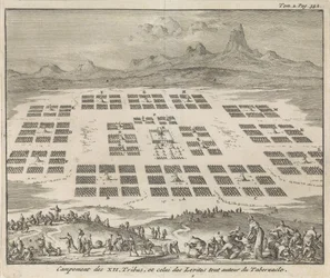 Zeltlager der zwölf Stämme Israels um das Tabernakel