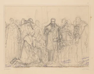 Das Flehen von Sigismund August um Verzicht auf Barbara, konzeptioneller Entwurf