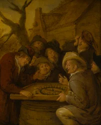 Bauern spielen ein Spiel von Rouge et Noir