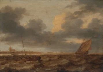 Fischerboote in unruhigen Gewässern