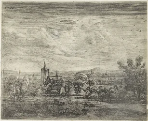 Dorfansicht mit einer Kirche
