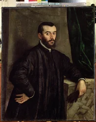 Porträt von Andre Vesale (Andreas Vesalius) (1514-1564), Anatom und Arzt von Karl V. Gemälde (nach Tiziano Vecellio genannt Tizian (1485-1576)) von Jan Stephen van Calcar (1499-ca. 1546)