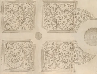 Entwurf für einen Brunnen und vier quadratische Parterres für einen Lustgarten, 1651