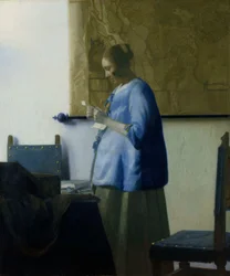 Briefleserin in Blau