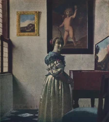 Eine Dame am Virginal stehend, ca. 1670-1672, ca. 1950