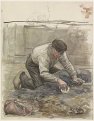 Bauer, auf seinen Knien