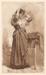 Junge Frau bei der Toilette