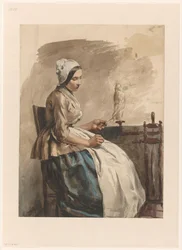 Spinnende junge Frau
